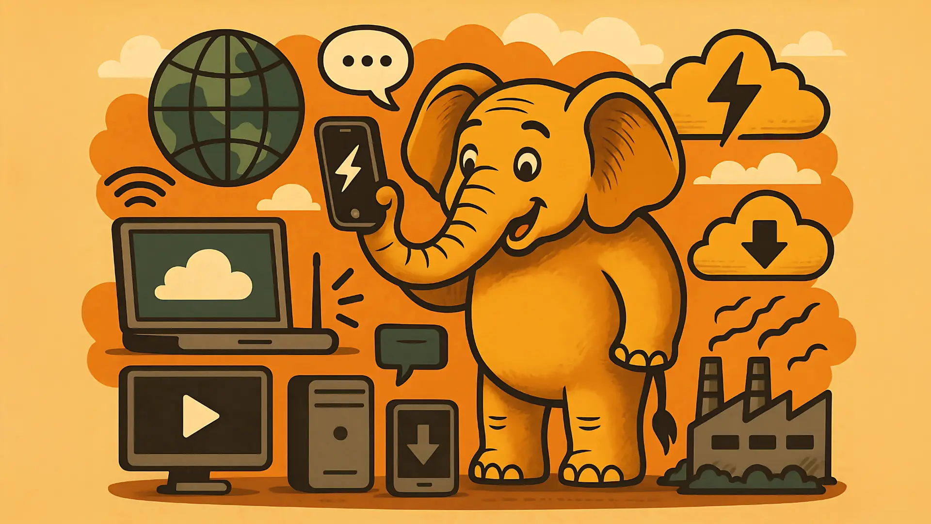 A pile of discarded electronic devices including smartphones, tablets, and accessories